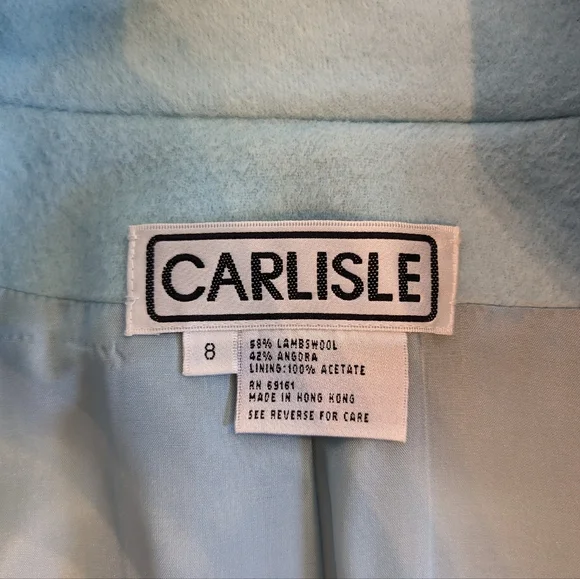 Vintage Women’s Light Blue Wool/Angora Coat Carlisle Size 8 Zip Front - Picture 7 of 16